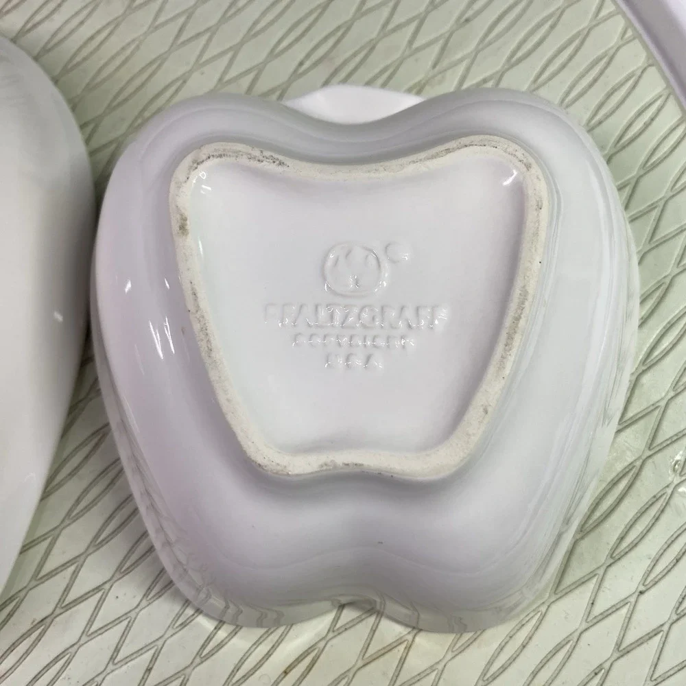 PFALTZGRAFF Vintage APPLE Shaped Set of TWO White bowls EUC‎